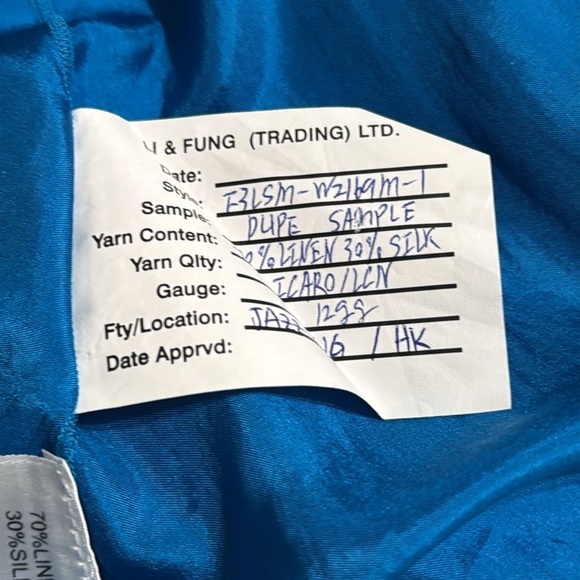 EILEEN FISHER Asymmetrical Blue V-Neck Sweater Silk Linen Blend Sz S Work‎ Party - Picture 7 of 10